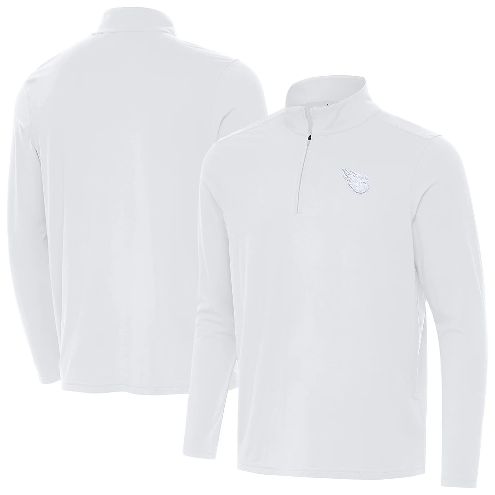Men's Antigua White Tennessee Titans Intent Quarter-Zip Jacket