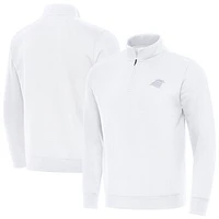 Men's Antigua White Carolina Panthers Victory Quarter-Zip Top