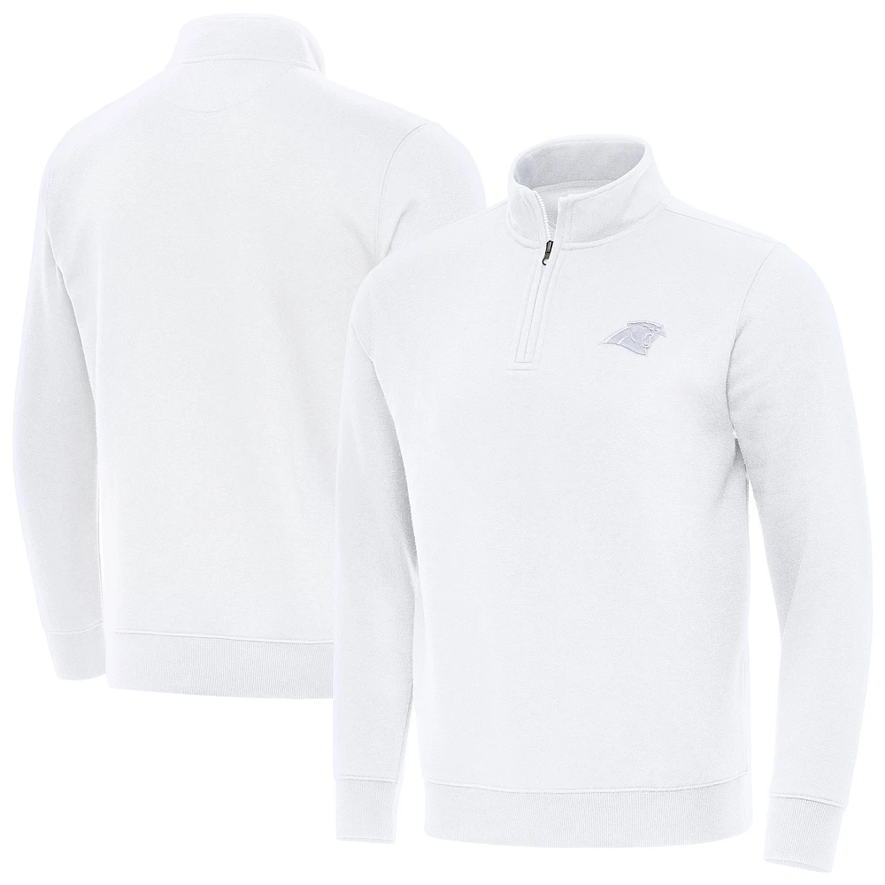 Men's Antigua White Carolina Panthers Victory Quarter-Zip Top