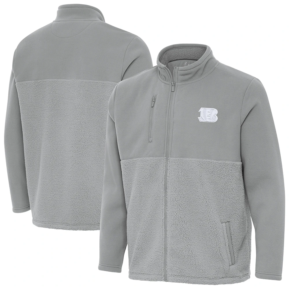 Men's Antigua Gray Cincinnati Bengals Daily Fused Full-Zip Jacket