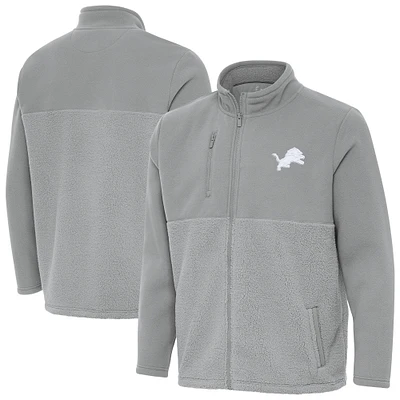 Men's Antigua  Gray Detroit Lions Daily Fused Full-Zip Jacket