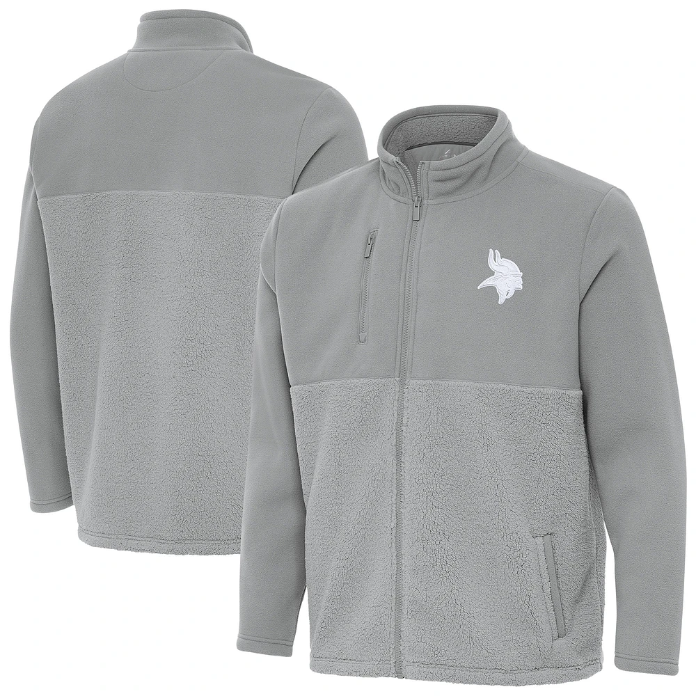 Men's Antigua Gray Minnesota Vikings Daily Fused Full-Zip Jacket