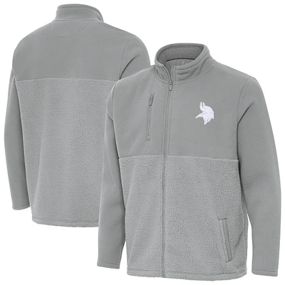 Men's Antigua  Gray Minnesota Vikings Daily Fused Full-Zip Jacket