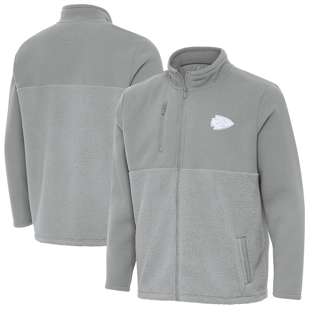 Men's Antigua Gray Kansas City Chiefs Daily Fused Full-Zip Jacket