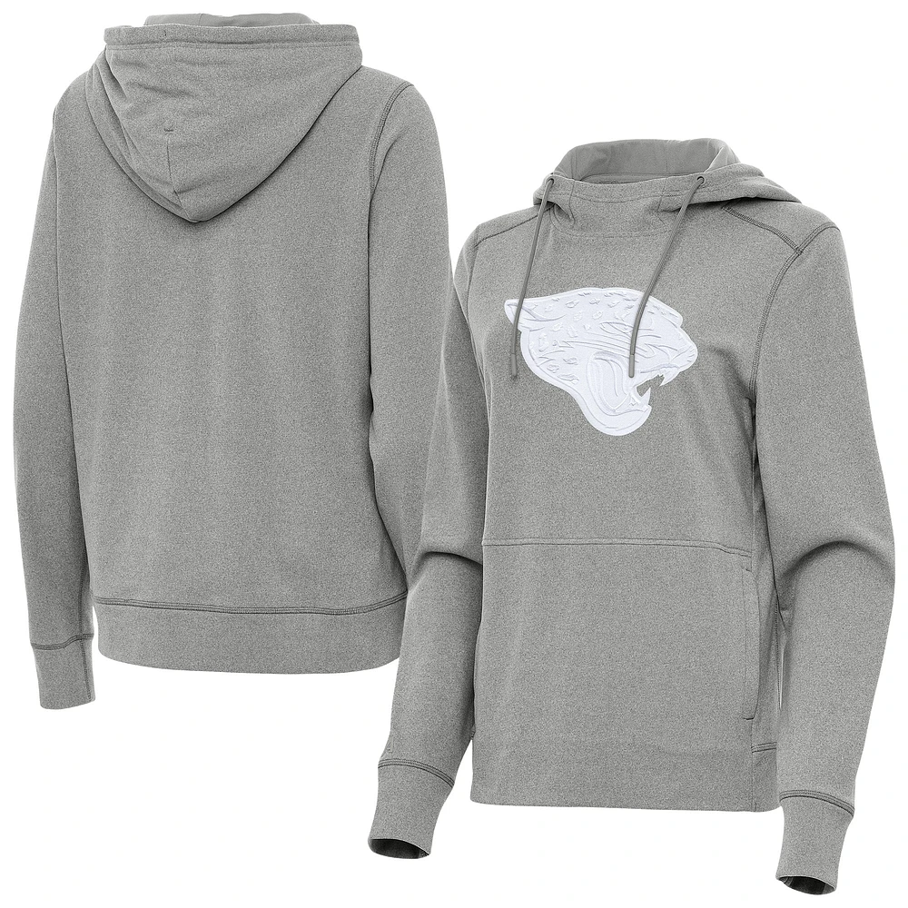 Women's Antigua Heather Gray Jacksonville Jaguars Justice Pullover Hoodie