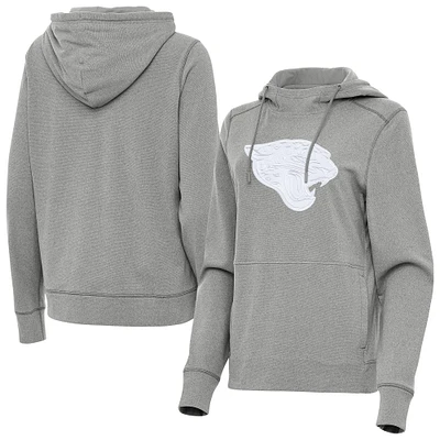 Women's Antigua Heather Gray Jacksonville Jaguars Justice Pullover Hoodie