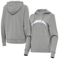 Women's Antigua Heather Gray Los Angeles Chargers Justice Pullover Hoodie