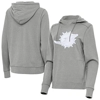 Women's Antigua Heather Gray Miami Dolphins Justice Pullover Hoodie