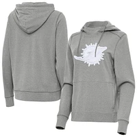 Women's Antigua Heather Gray Miami Dolphins Justice Pullover Hoodie