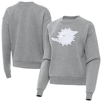 Women's Antigua Heather Gray Miami Dolphins Victory Pullover Sweatshirt