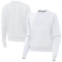 Women's Antigua White New Orleans Saints Victory Pullover Sweatshirt