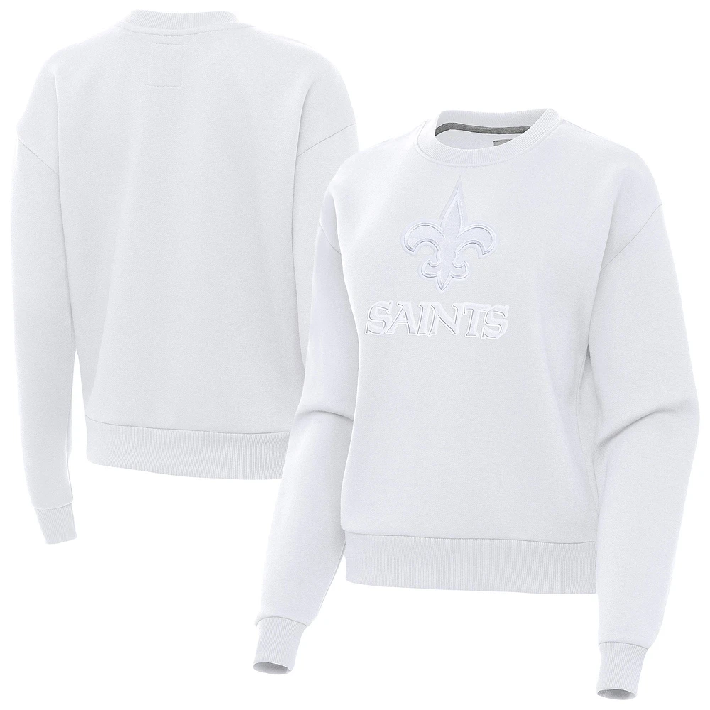 Women's Antigua White New Orleans Saints Victory Pullover Sweatshirt
