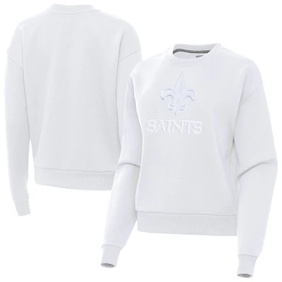 Women's Antigua White New Orleans Saints Victory Pullover Sweatshirt