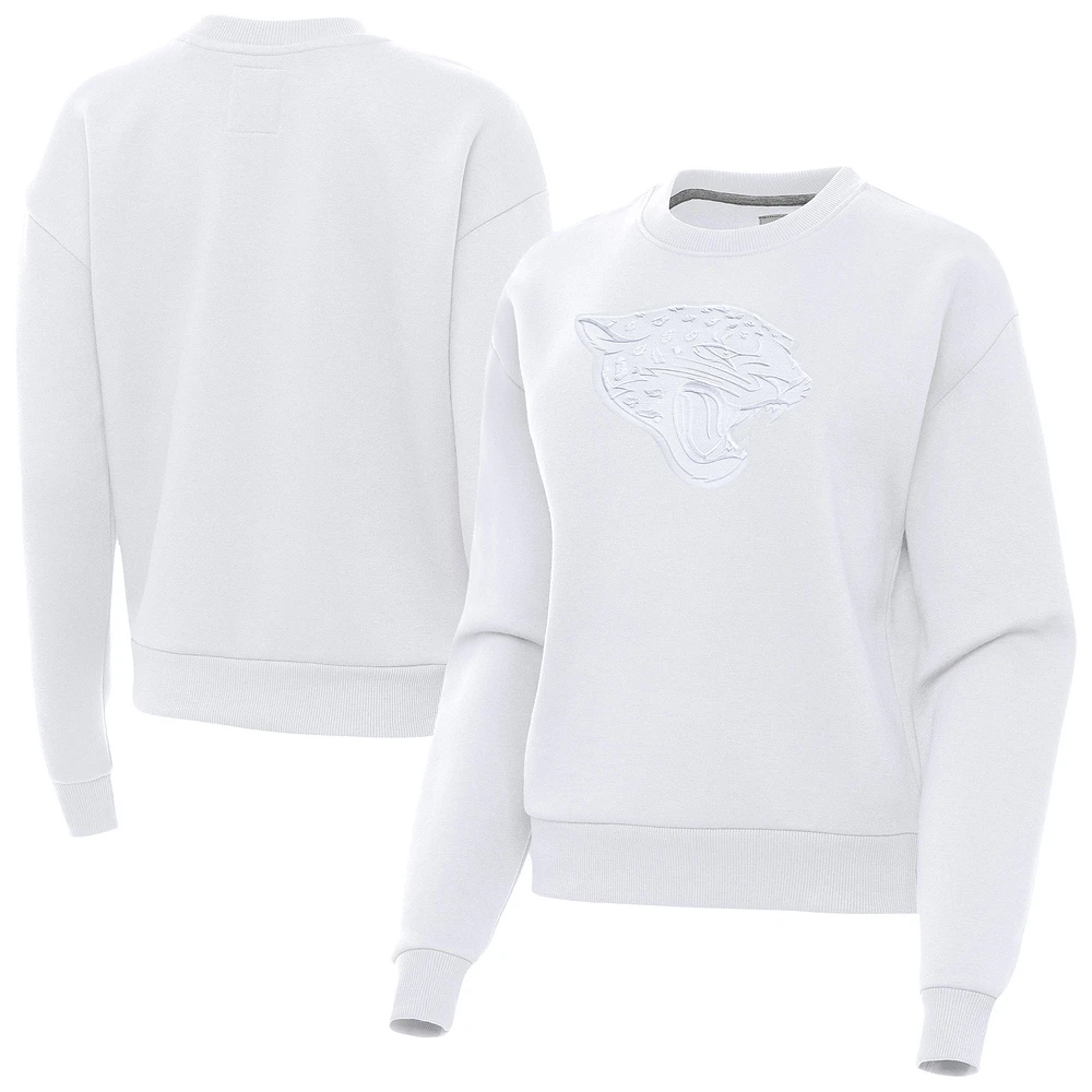 Women's Antigua White Jacksonville Jaguars Victory Pullover Sweatshirt