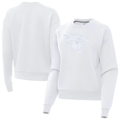 Women's Antigua White Jacksonville Jaguars Victory Pullover Sweatshirt
