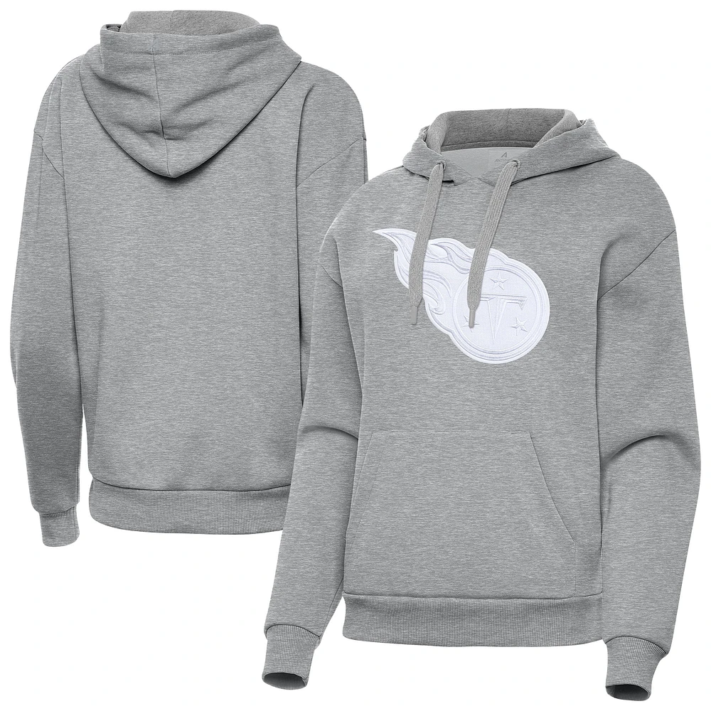 Women's Antigua Heather Gray Tennessee Titans Victory Pullover Hoodie