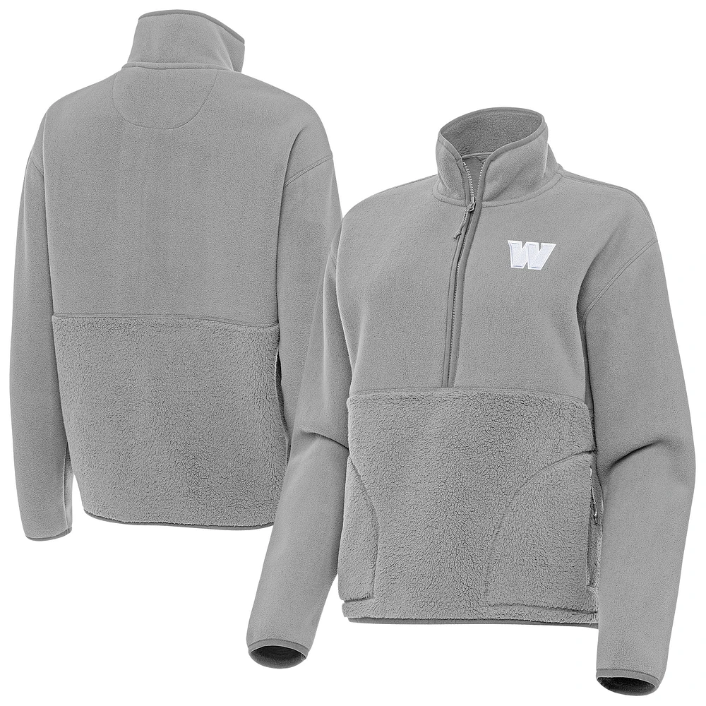 Women's Antigua Gray Washington Commanders Figure Half-Zip Sweatshirt