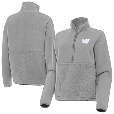 Women's Antigua  Gray Washington Commanders Figure Half-Zip Sweatshirt