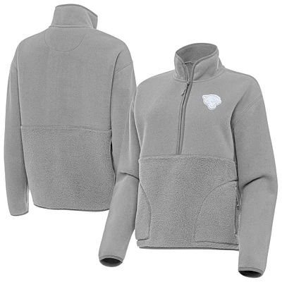 Women's Antigua  Gray Jacksonville Jaguars Figure Half-Zip Sweatshirt