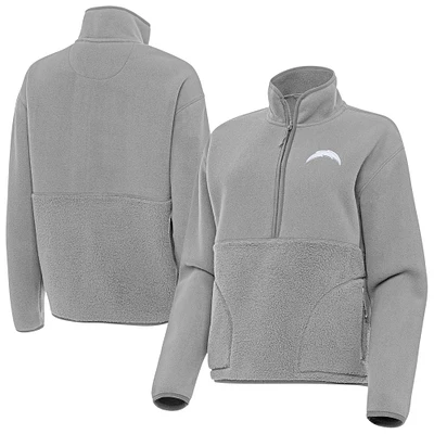 Women's Antigua  Gray Los Angeles Chargers Figure Half-Zip Sweatshirt