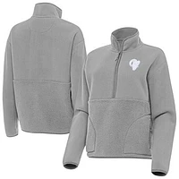 Women's Antigua  Gray Los Angeles Rams Figure Half-Zip Sweatshirt