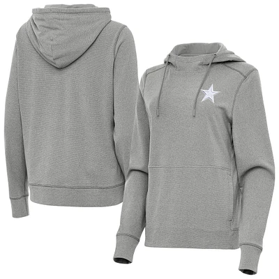 Women's Antigua Heather Gray Dallas Cowboys Justice Pullover Hoodie