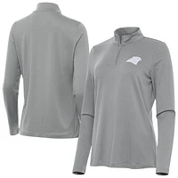 Women's Antigua  Gray Carolina Panthers Reprocess Quarter-Zip Top