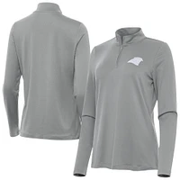 Women's Antigua  Gray Carolina Panthers Reprocess Quarter-Zip Top