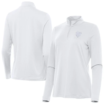 Women's Antigua  White Chicago Bears Reprocess Quarter-Zip Top