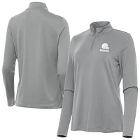 Women's Antigua  Gray Cleveland Browns Reprocess Quarter-Zip Top
