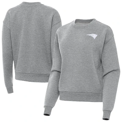 Women's Antigua  Heather Gray New England Patriots Victory Crew Pullover Sweatshirt