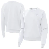 Women's Antigua  White New Orleans Saints Victory Crew Pullover Sweatshirt