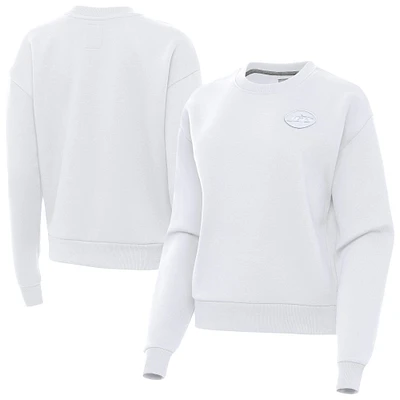 Women's Antigua  White New York Jets Victory Crew Pullover Sweatshirt