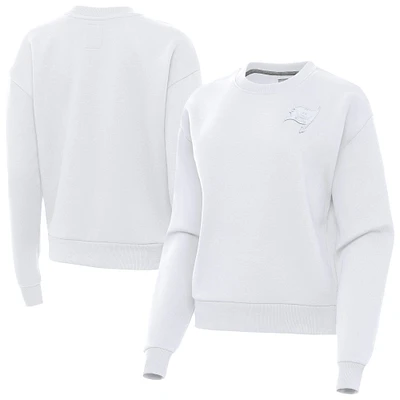 Women's Antigua  White Tampa Bay Buccaneers Victory Crew Pullover Sweatshirt