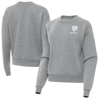 Women's Antigua  Heather Gray Chicago Bears Victory Crew Pullover Sweatshirt