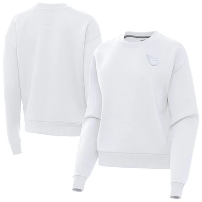 Women's Antigua  White Tennessee Titans Victory Crew Pullover Sweatshirt