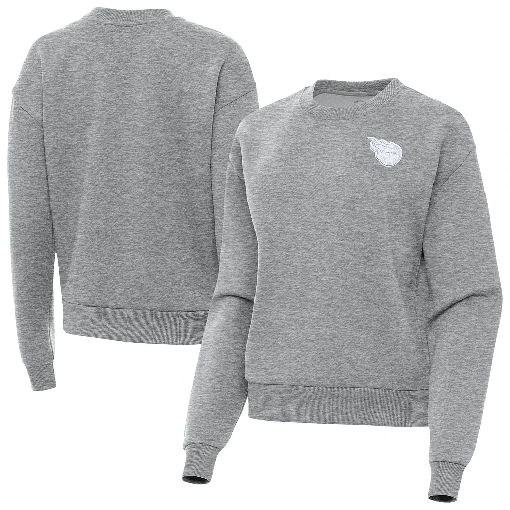 Women's Antigua Heather Gray Tennessee Titans Victory Crew Pullover Sweatshirt