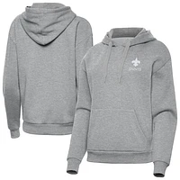 Women's Antigua  Heather Gray New Orleans Saints Victory Pullover Hoodie