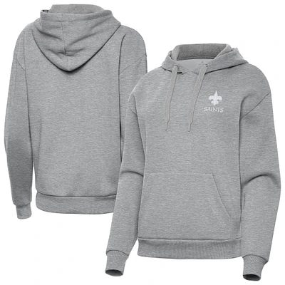 Women's Antigua  Heather Gray New Orleans Saints Victory Pullover Hoodie