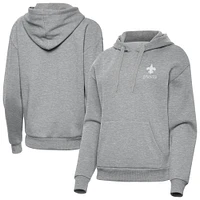 Women's Antigua  Heather Gray New Orleans Saints Victory Pullover Hoodie