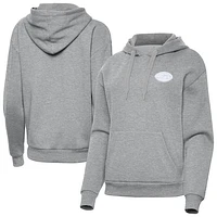 Women's Antigua  Heather Gray New York Jets Victory Pullover Hoodie