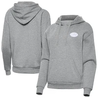 Women's Antigua  Heather Gray New York Jets Victory Pullover Hoodie