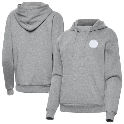 Women's Antigua  Heather Gray Pittsburgh Steelers Victory Pullover Hoodie