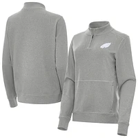 Women's Antigua  Heather Gray Philadelphia Eagles Crush Quarter-Zip Jacket
