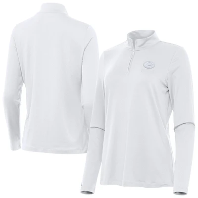 Women's Antigua  White Green Bay Packers Reprocess Quarter-Zip Top