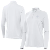 Women's Antigua  White Green Bay Packers Reprocess Quarter-Zip Top
