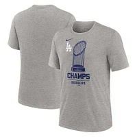 Men's Nike Heather Charcoal Los Angeles Dodgers 2024 World Series Champions  Tri-Blend T-Shirt