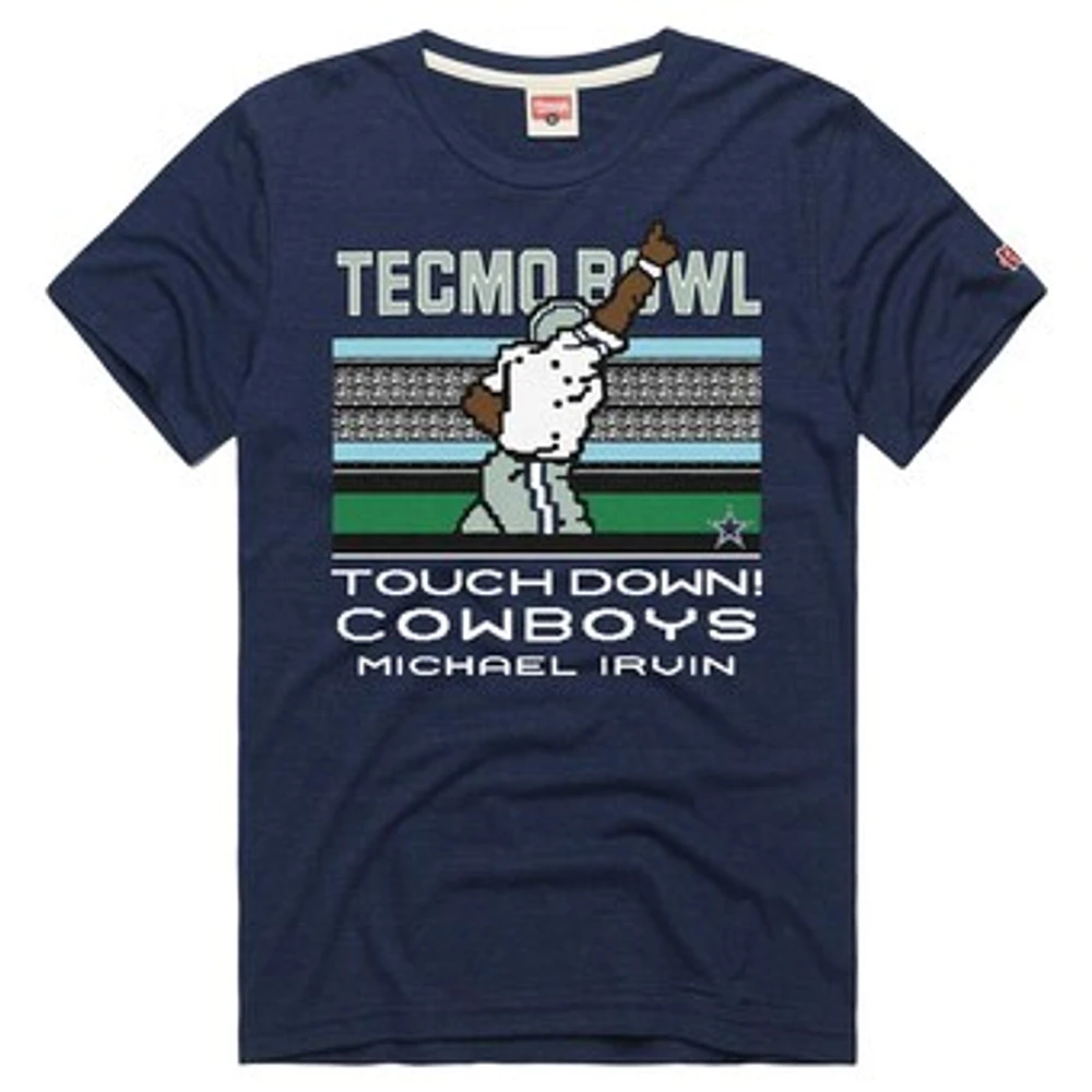 Men's Homage Michael Irvin Navy Dallas Cowboys Tecmo Bowl Retired Player Graphic Tri-Blend T-Shirt