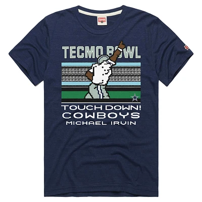 Men's Homage Michael Irvin Navy Dallas Cowboys Tecmo Bowl Retired Player Graphic Tri-Blend T-Shirt