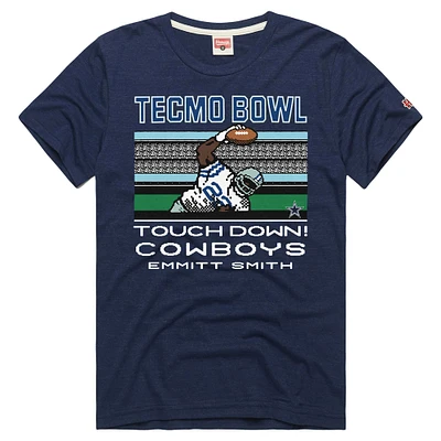 Men's Homage Emmitt Smith Navy Dallas Cowboys Tecmo Bowl Retired Player Graphic Tri-Blend T-Shirt